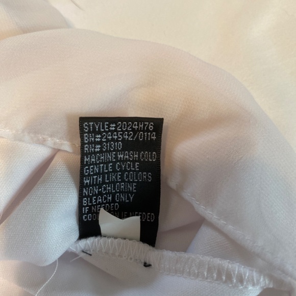 Amy's Closet Beautiful White Lined Front Ruffle Waterfall Button Blouse & Tie 14 - Picture 5 of 8